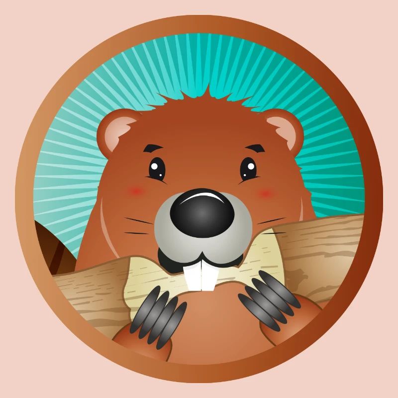 mignon rongeur patch - castor grignote le bois
