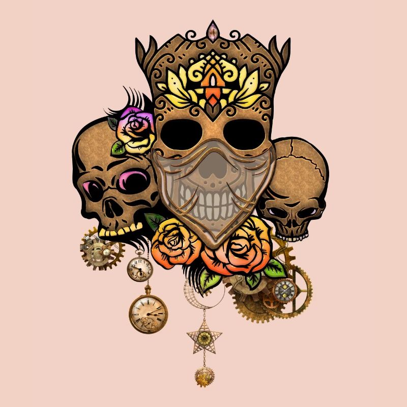 Crâne Steampunk avec des fleurs