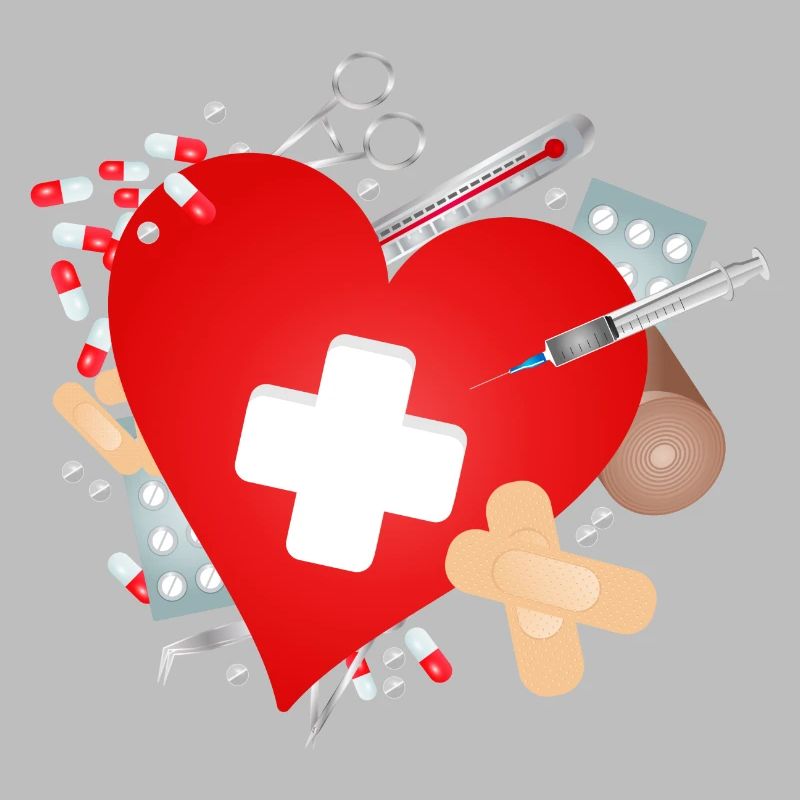 Erste Hilfe Set oder Reiseapotheke mit Herz