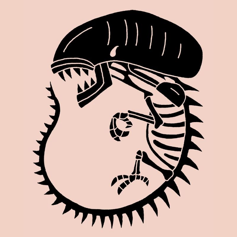 Black alien monster skeleton