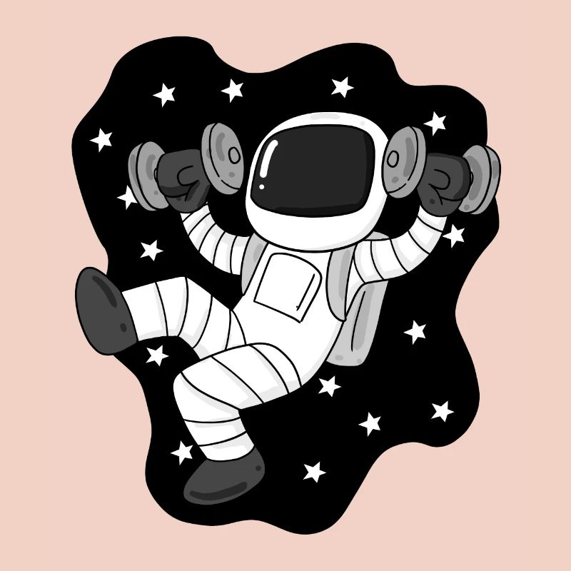 Astronaute avec des haltères dans l’espace