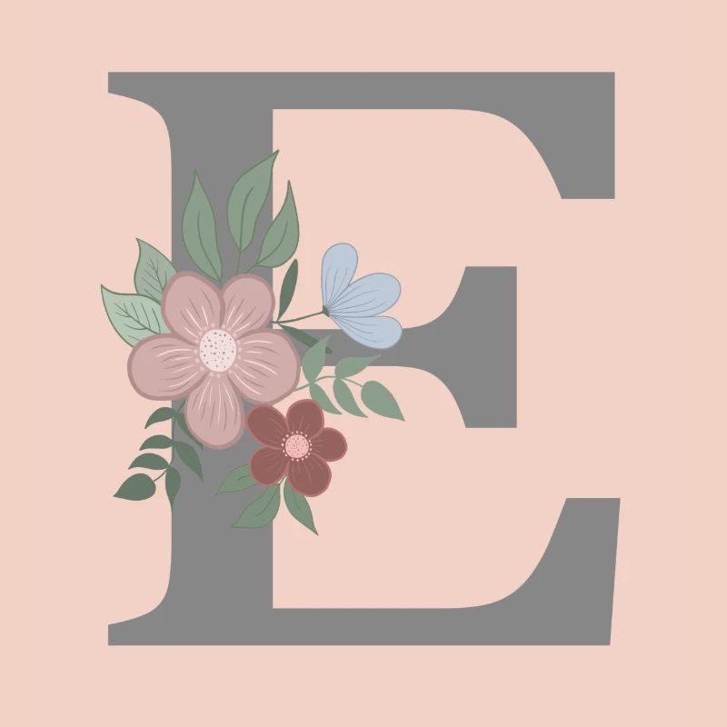 Lettre E avec gris fleur