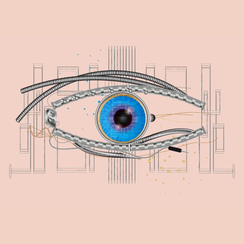 cooles blaues Cyborg oder Roboter Auge