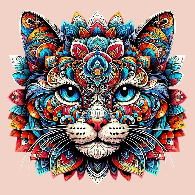 Chat décoré de Mandalas
