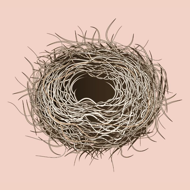 empty bird's nest or easter basket for spring