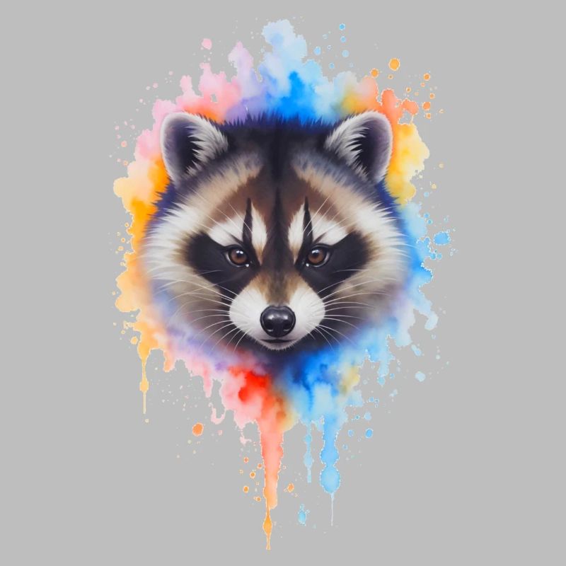 Explosion de couleurs aquarelle de raton laveur