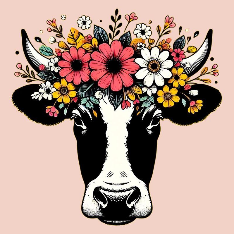 Vache avec des fleurs