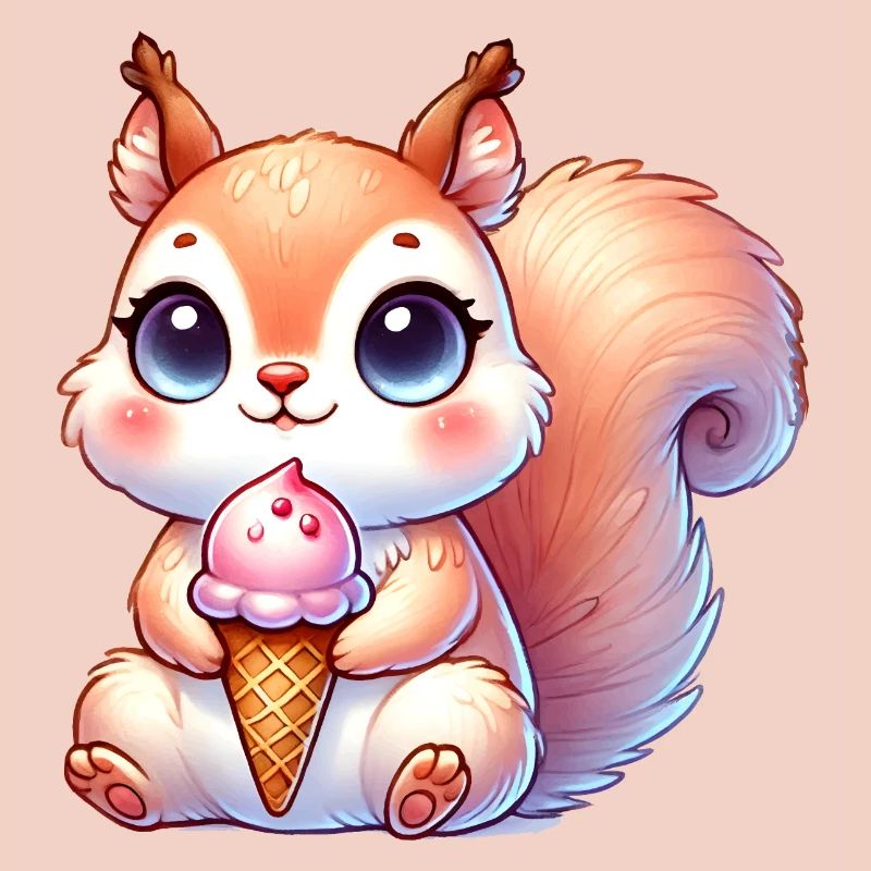 L’écureuil mignon déguste une glace colorée