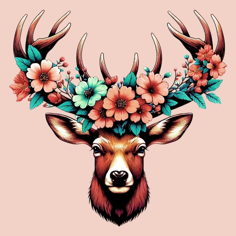 Cerf avec des fleurs