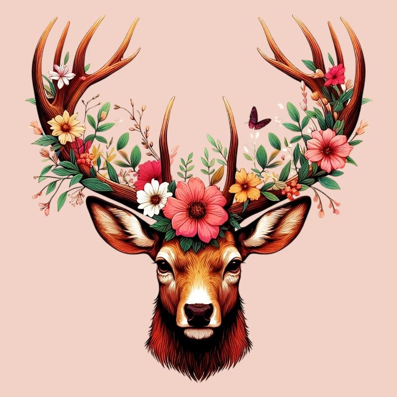 Cerf avec des fleurs