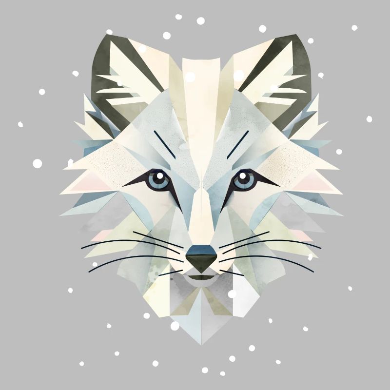 Magical arctic fox in geometric elegance