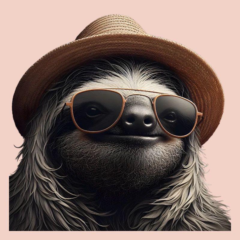 Faultier mit Hut und Sonnenbrille