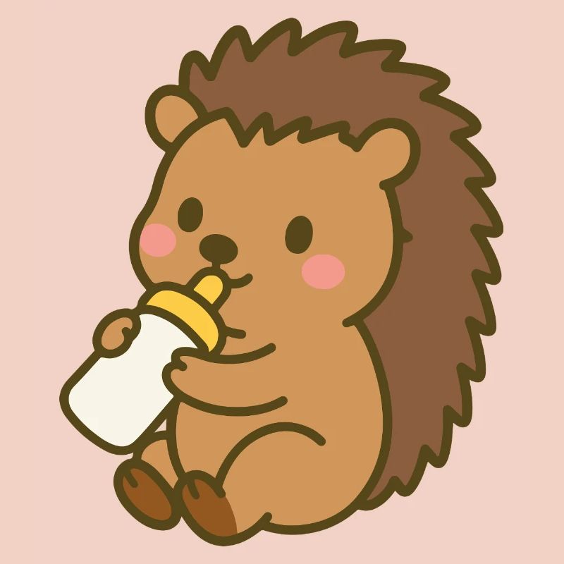 Igelchen mit Milchflasche