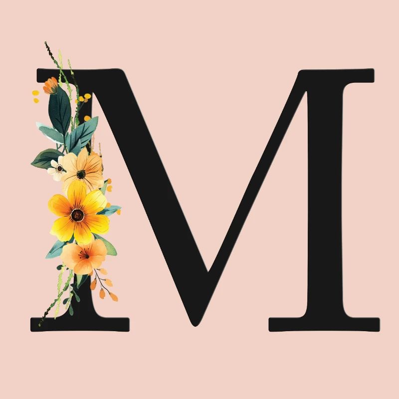 M Monogram, Floral, Personalizable