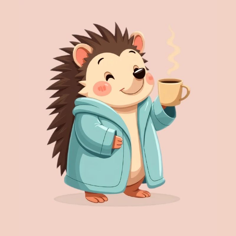 hérisson avec motif de pull de café