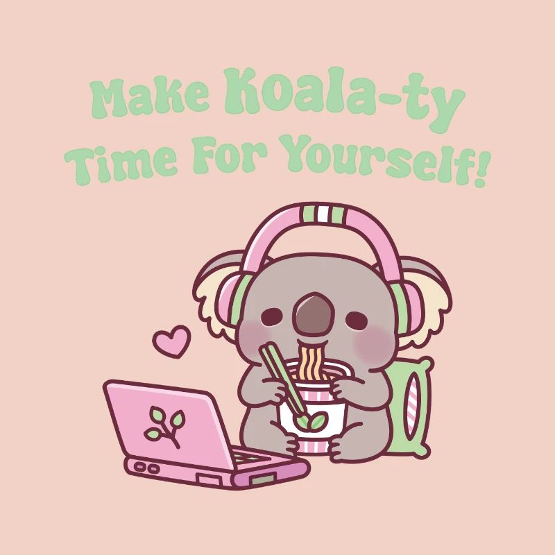 Cute Koala Eating Noodles Make Koala-ty Time
