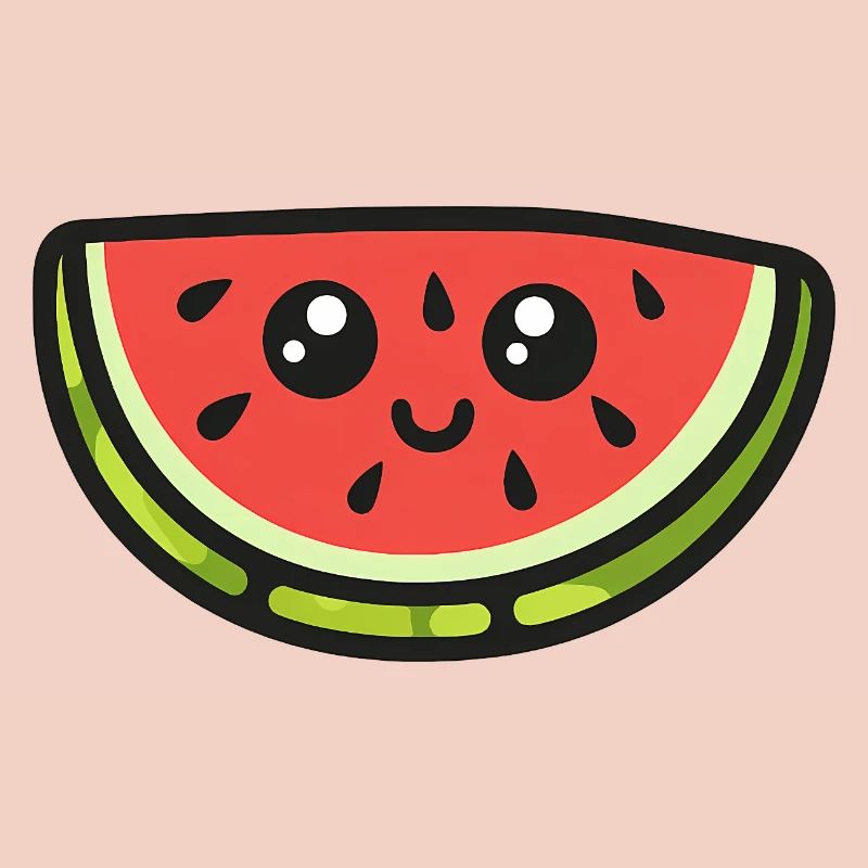 Dessin animé mignon de tranche de pastèque