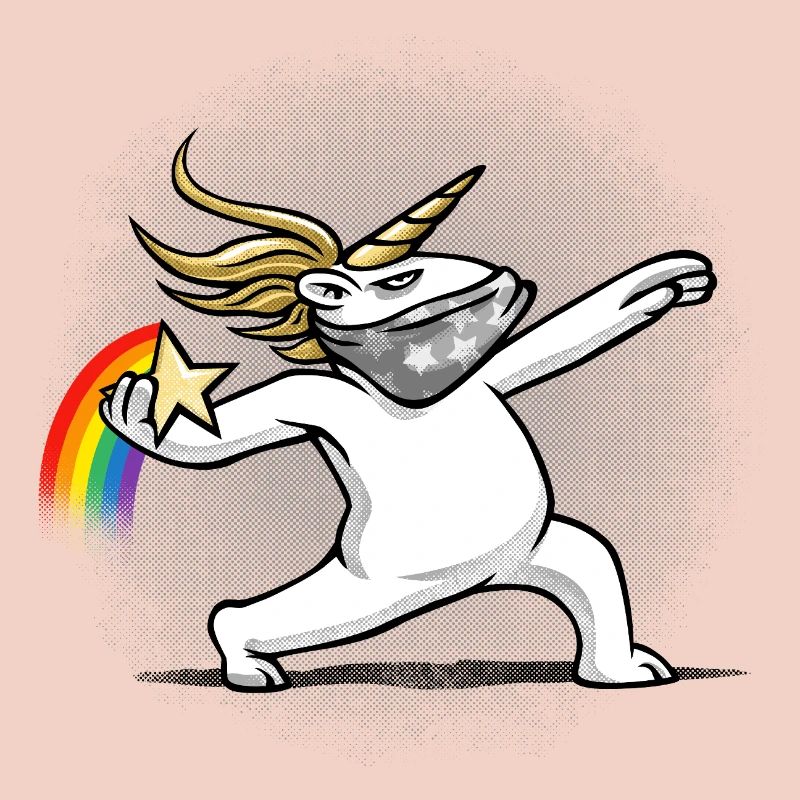 Einhorn wirft einen Regenbogen