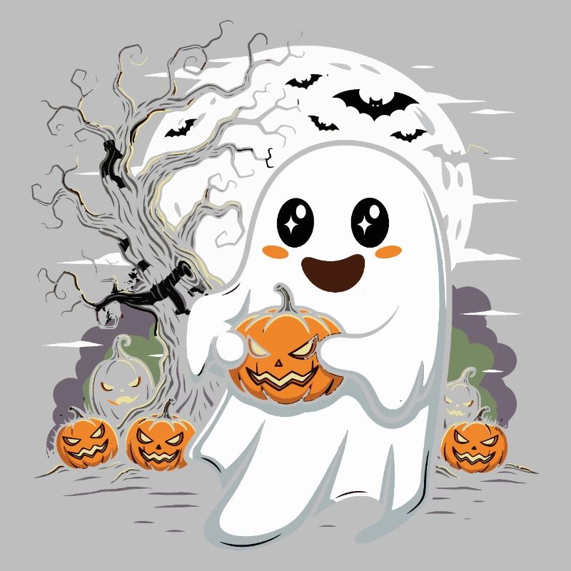 Cute Ghost with Jack-O-Lantern