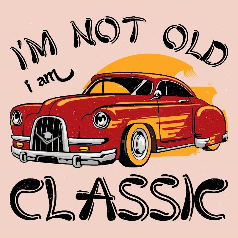 Roter Oldtimer mit Sunset Design