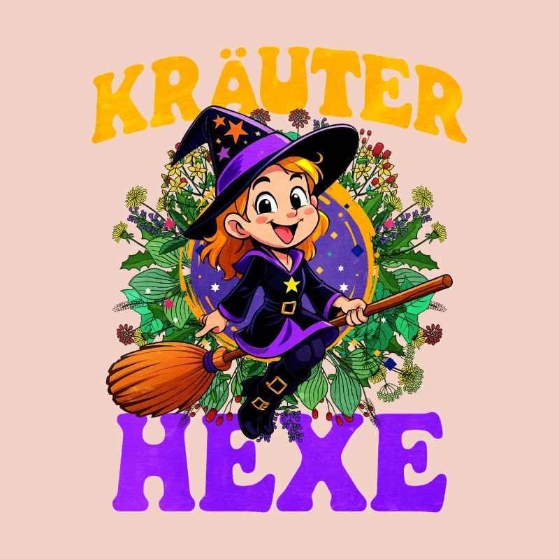 Witch with herbs and magic wand