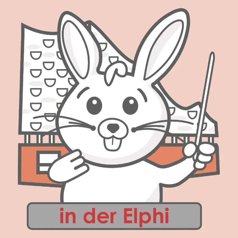 Cartoon Hase als Dirigent in der Philharmonie