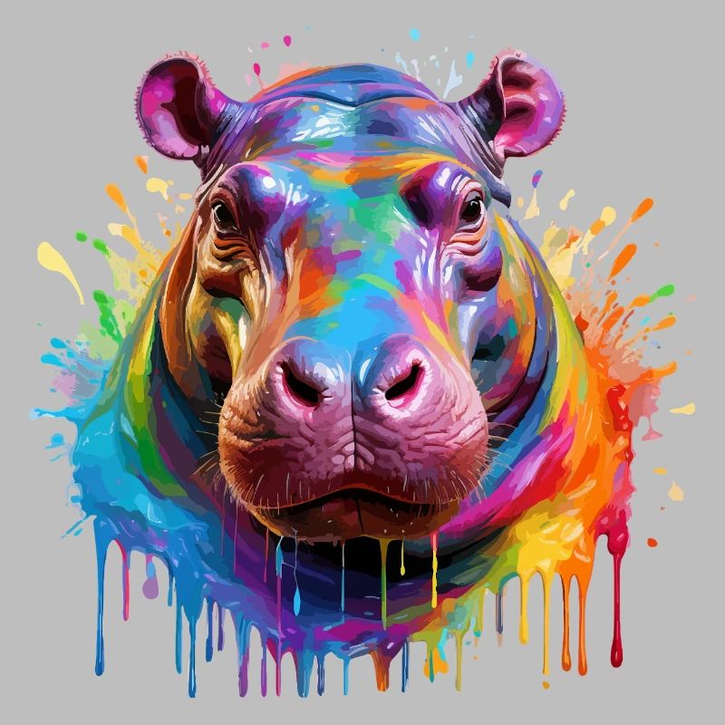 Bunter Hippo Farbexplosion