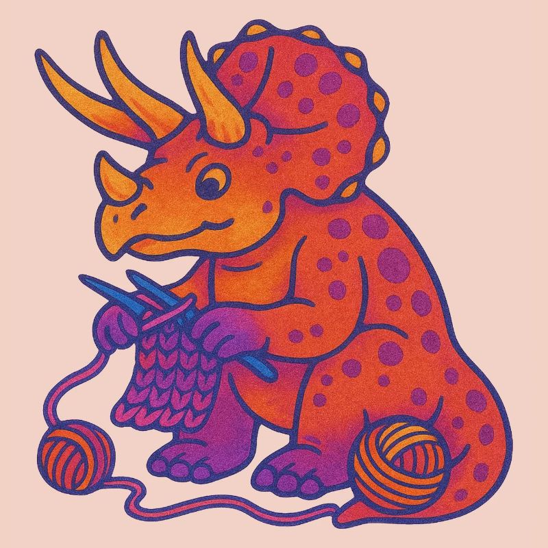 Knit Dino Triceratops Neon Gradient