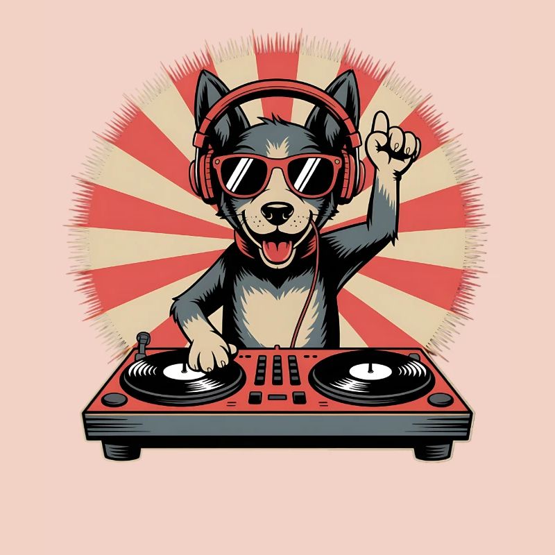 DJ Hund mit Kopfhörern
