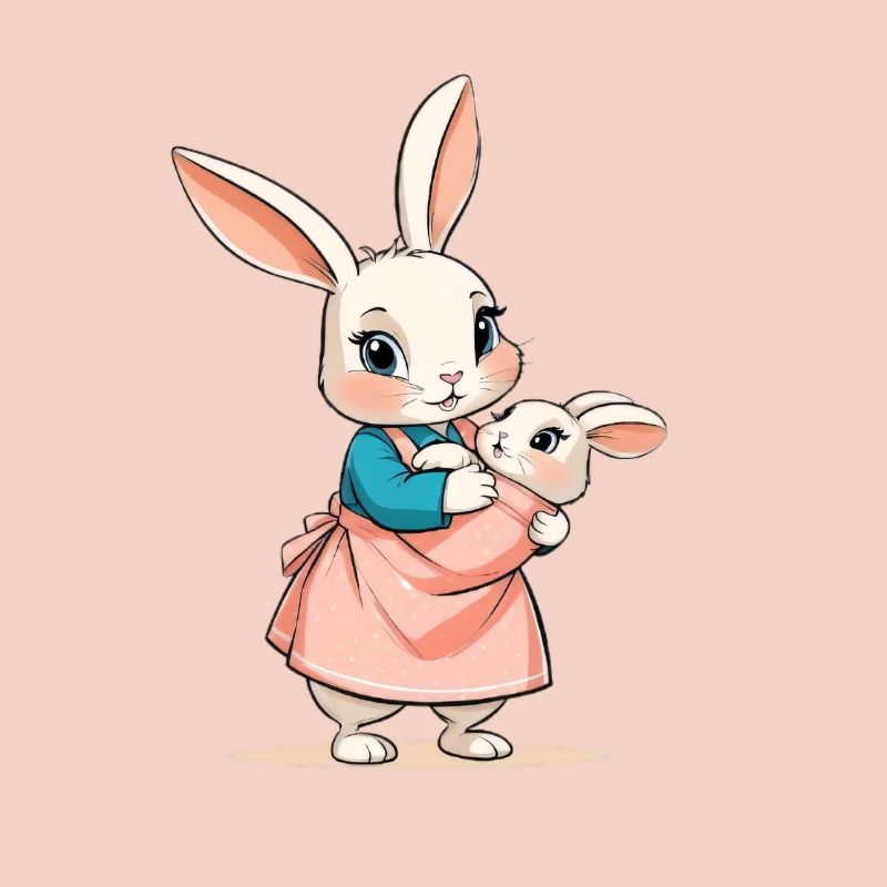 Mère lapin avec bébé