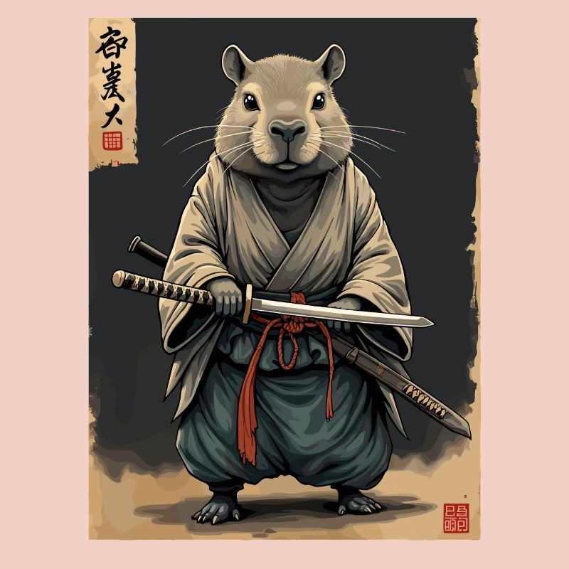 Cappibara-Samurai mit Katana