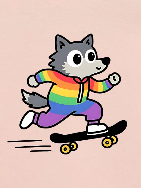 Regenbogen Wolf Schlittschuh