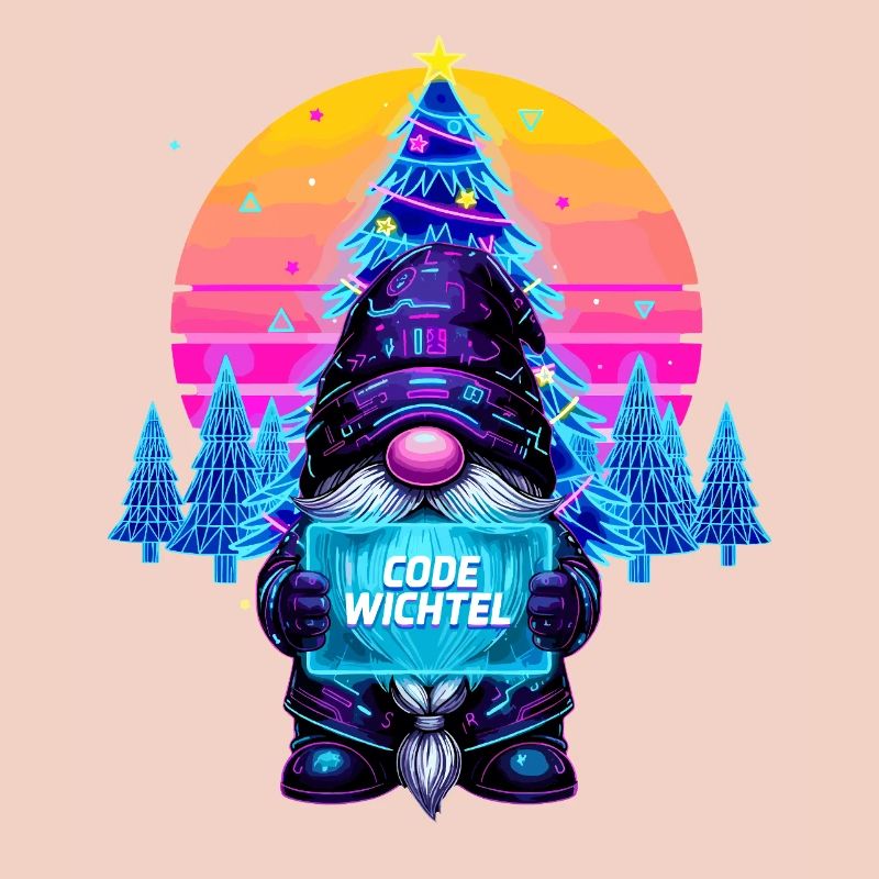 Cyberpunk Code Gnome - Synthwave Noël Nerd