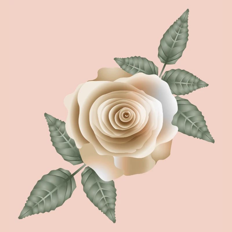 Rose délicate couleur sable avec de doux accents de feuilles
