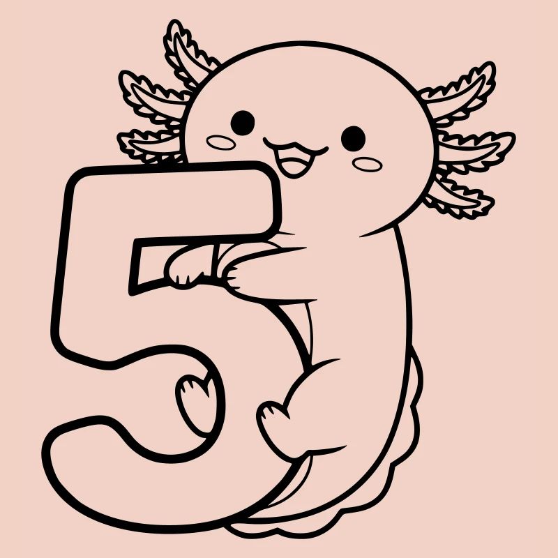 Axolotl serrant l’illustration du dessin animé numéro 5