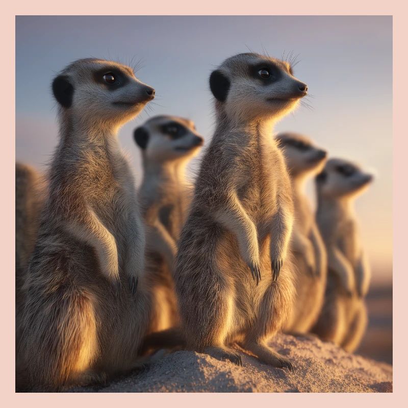 Scimmie vigili nella sera accendono i suricati