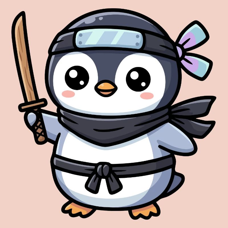 Pingouin Ninja avec Épée