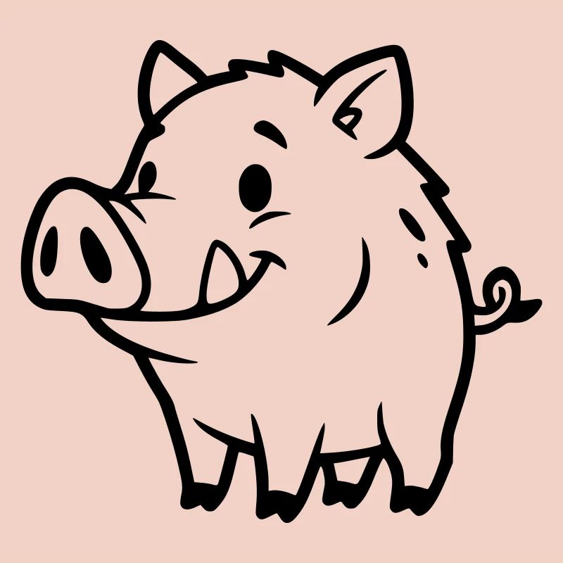 Wildschwein Comic Outline Ausmalen