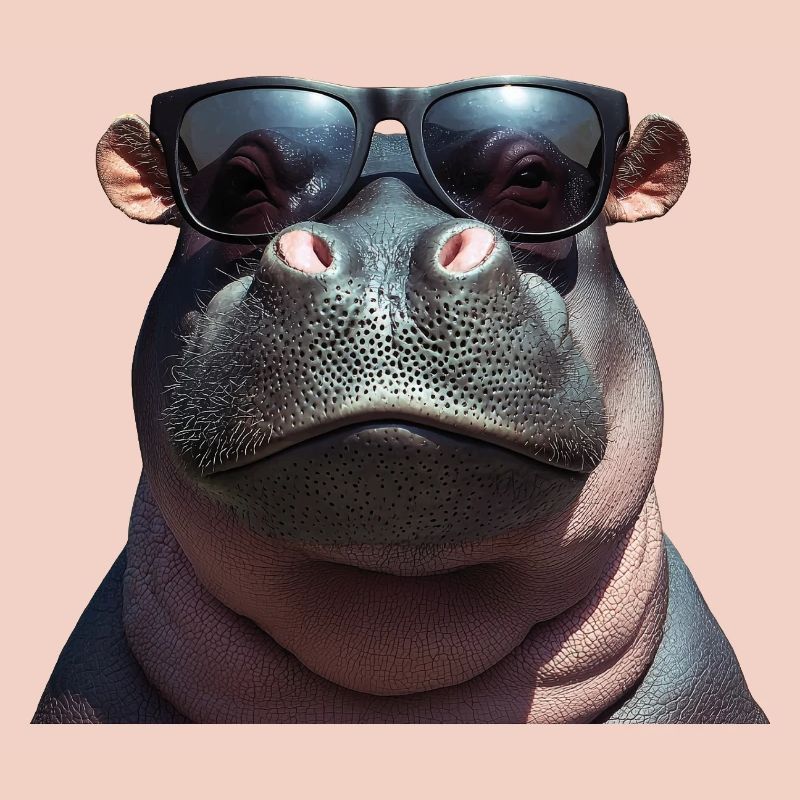 Nilpferd Flusspferd Hippo mit Sonnenbrille