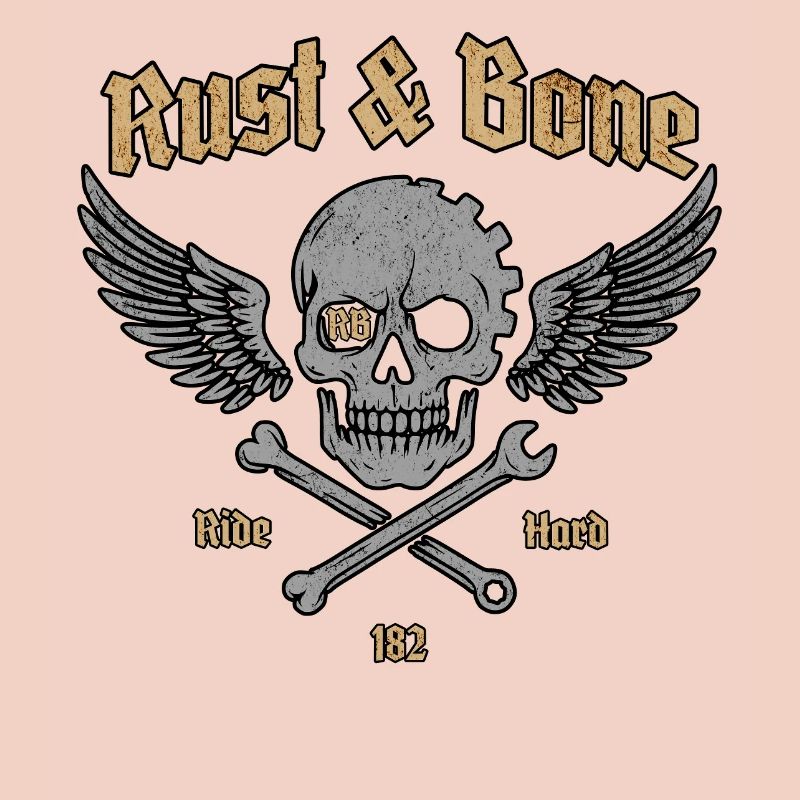 Rust Bone Motorcycle Skull Wing Design