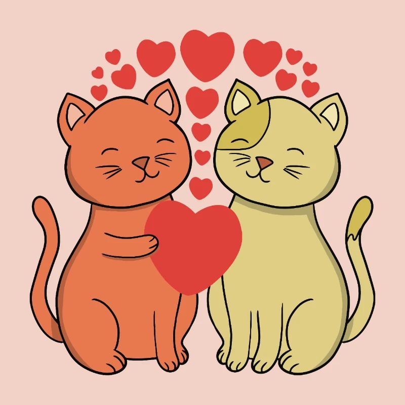 Deux chats sincères s’embrassent
