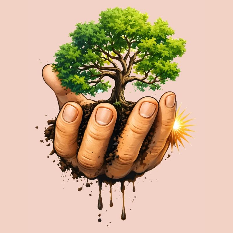 Nature protect tree in hand