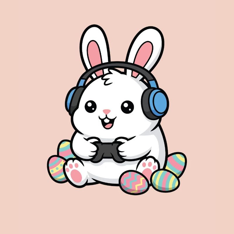 Giocatore Coniglio di Pasqua Uovo di primavera divertente per videogiochi