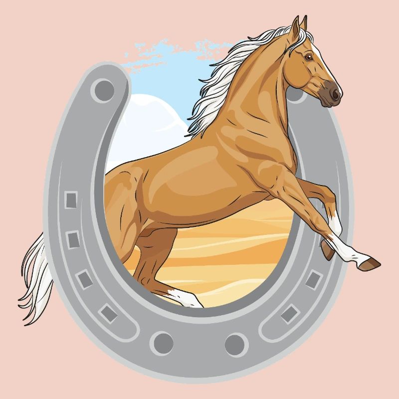 Ein springendes Palomino-Pferd, das ein Eisen durchbohrt