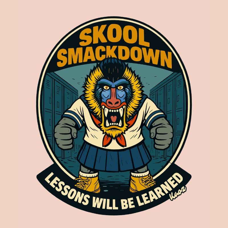 Schule Smackdown Primaten Affe Mandrill