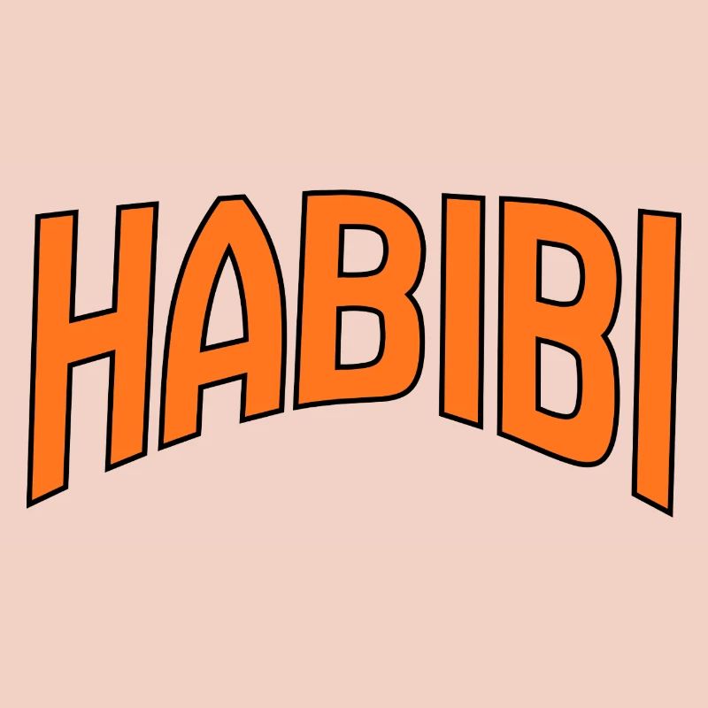 Imprimé de lettrage courbe Habibi