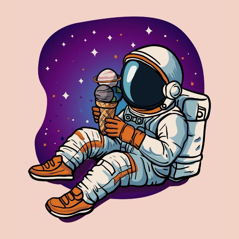 Astronaute spatial dégustant une glace