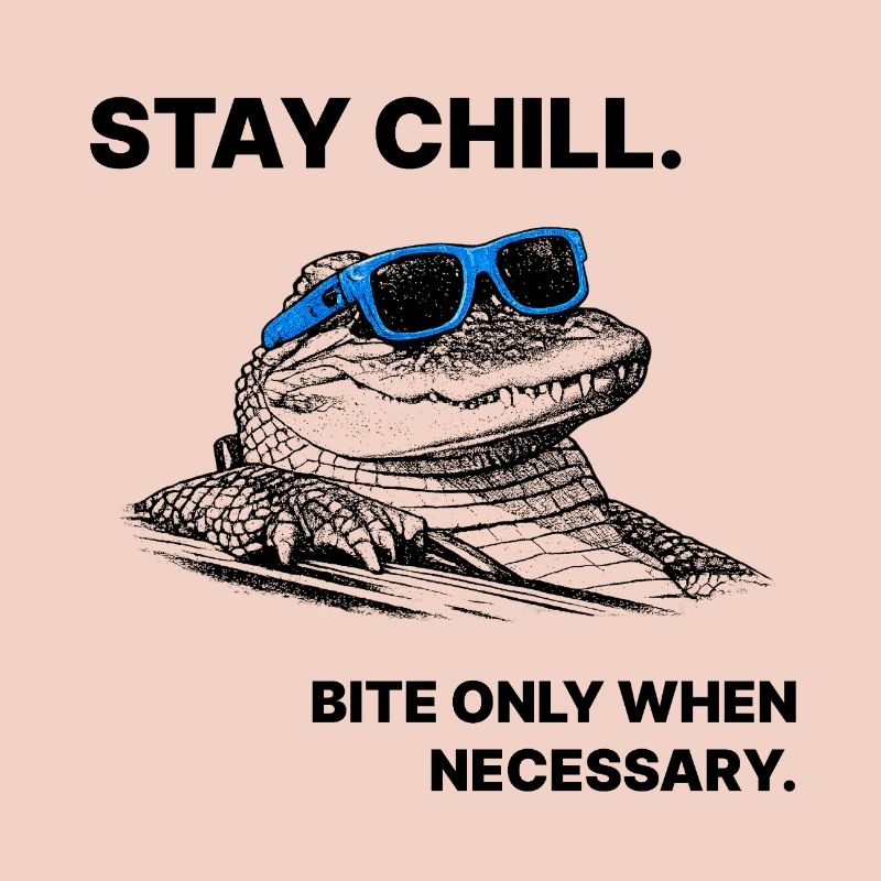Stay Chill – Crocodile Saying Halftone Style
