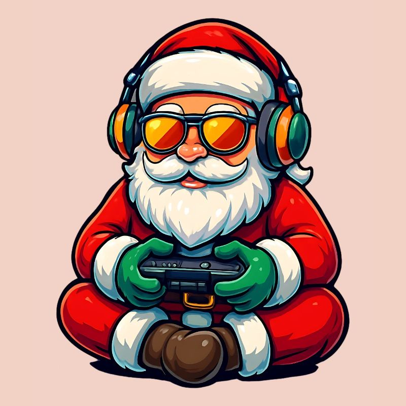 Gamer Weihnachtsmann Spielt Videospiel-Controller