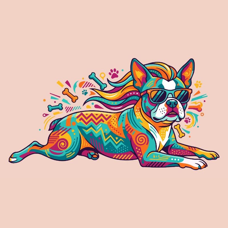 Mode bouledogue de chien avec lunettes de soleil explosion de couleurs